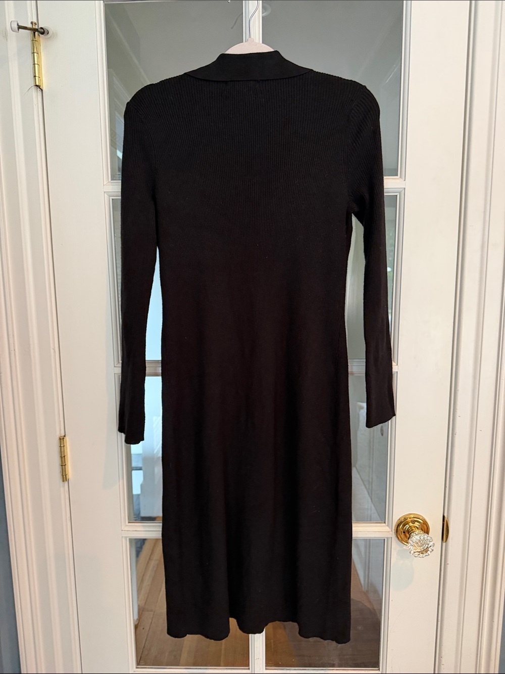 Black Ribbed Button-Down Knit Dress - Picture 4 of 4